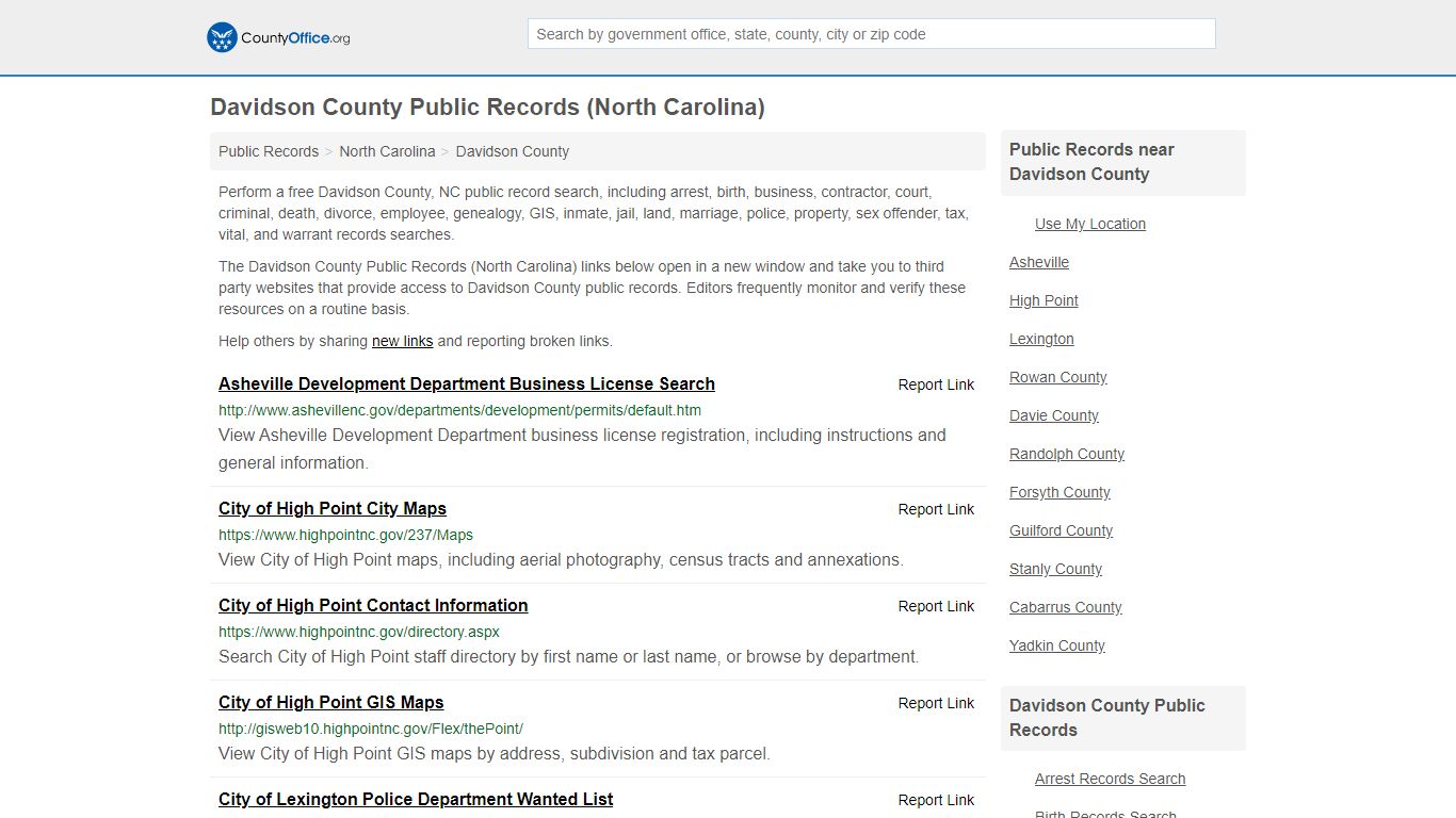 Public Records - Davidson County, NC (Business, Criminal ...