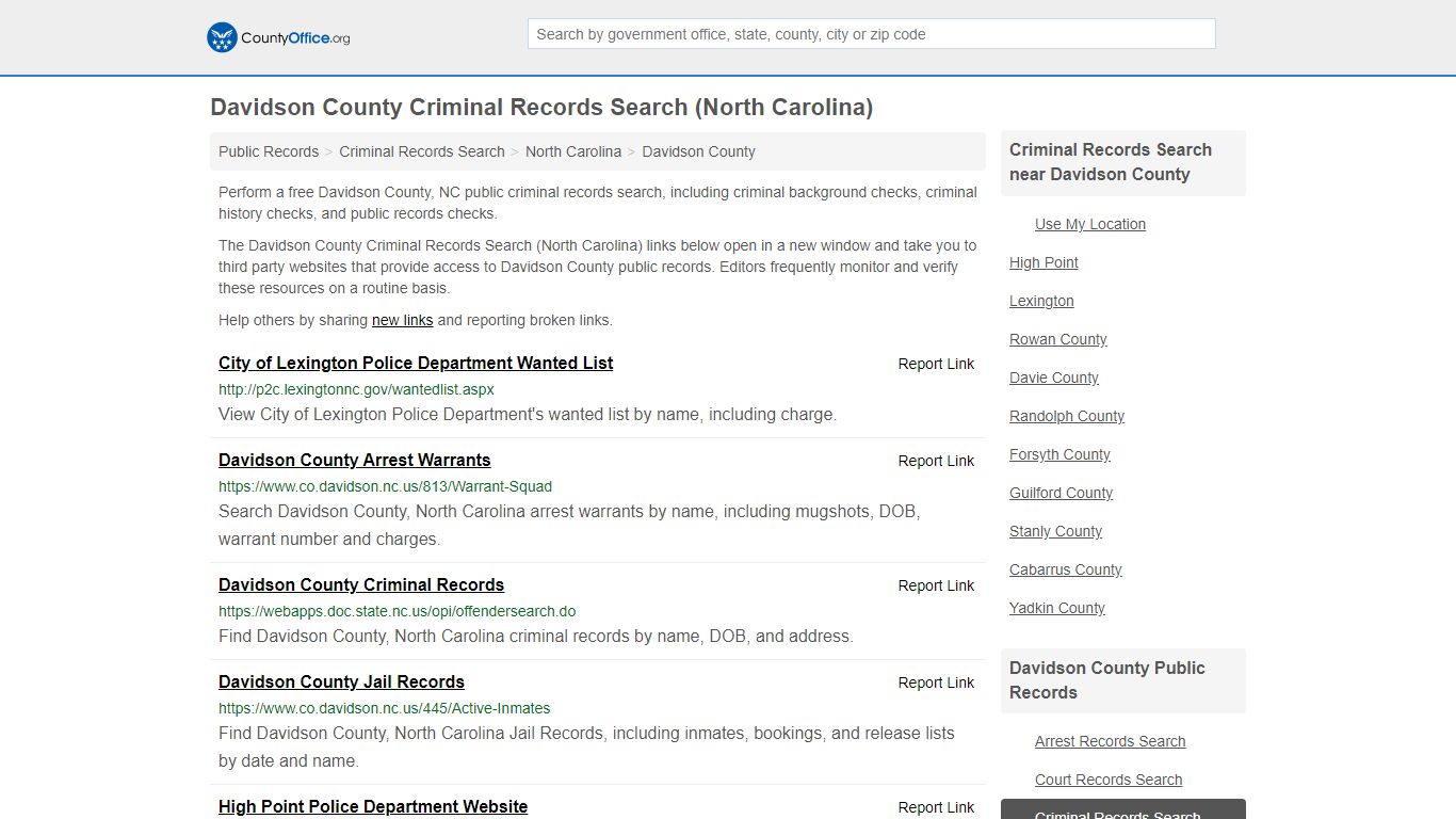 Criminal Records Search - Davidson County, NC (Arrests ...